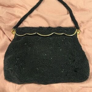 Hand-beaded Black Purse